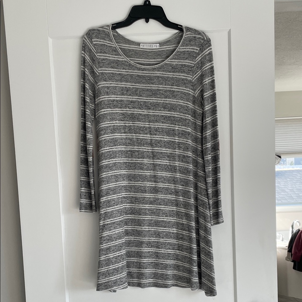 Potter's Pot Gray Striped Mini Dress